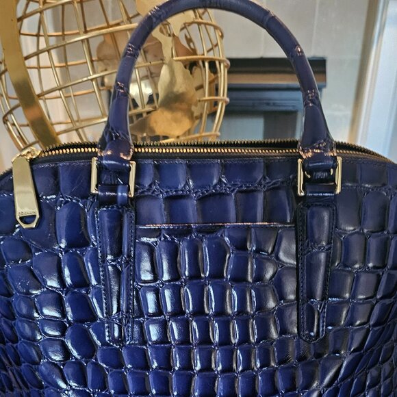 Brahmin Vivian Dome Satchel Blue Croc Embossed Leather - Picture 2 of 5